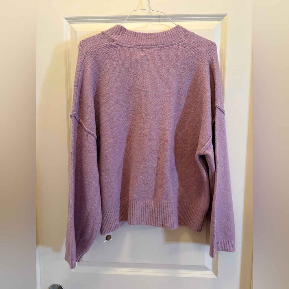 Free People Cool Of The Night Cardigan Lilac Spell Melange M NWT Oversized - Picture 6 of 14
